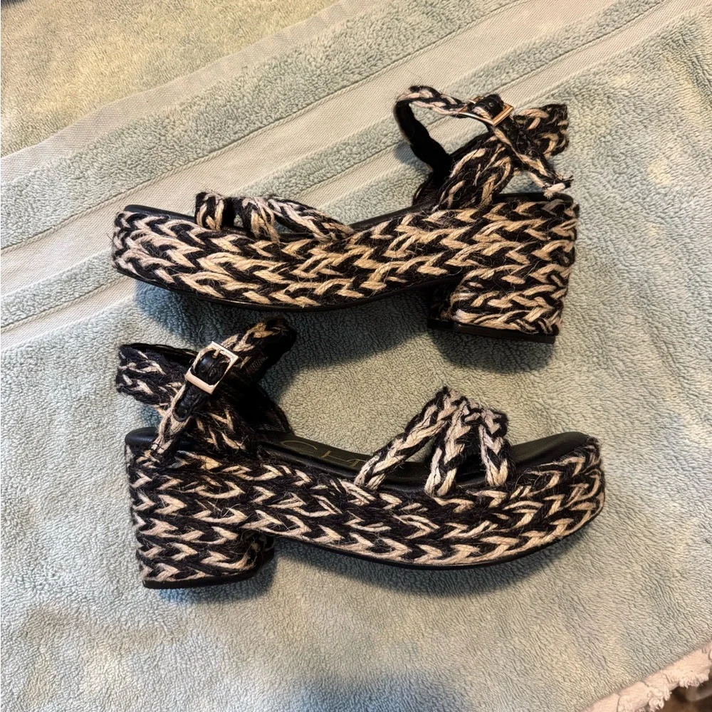 BCBG Black Braided Platform Espadrille Sandal